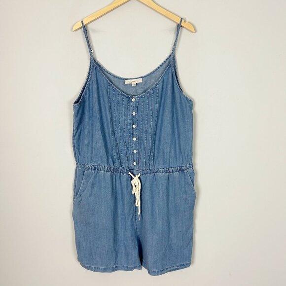 NEW Loft Chambray Romper Shorts 1 Piece Casual Comfy Size XXL Women's - Picture 1 of 3